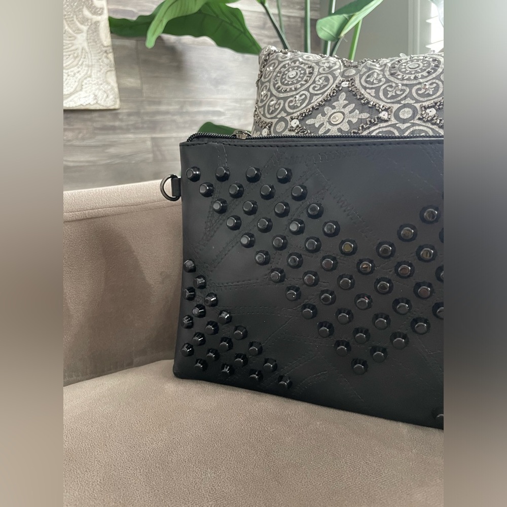 NWOT black beaded clutch, selling remaining inventory from closed boutique